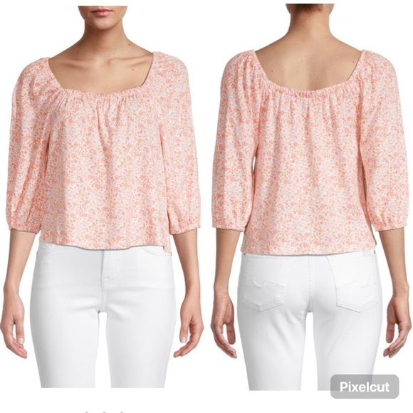 Sanctuary Tops - Sanctuary Chloe Floral Print Squareneck Flowy‎ Crop Coquette Top Size Small